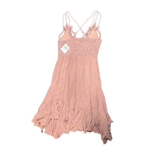 FREE PEOPLE ADELLA LACE MINI DRESS, RUFFLE STRAPPY, SUMMER, COTTAGECORE, FEMININ - Picture 6 of 7